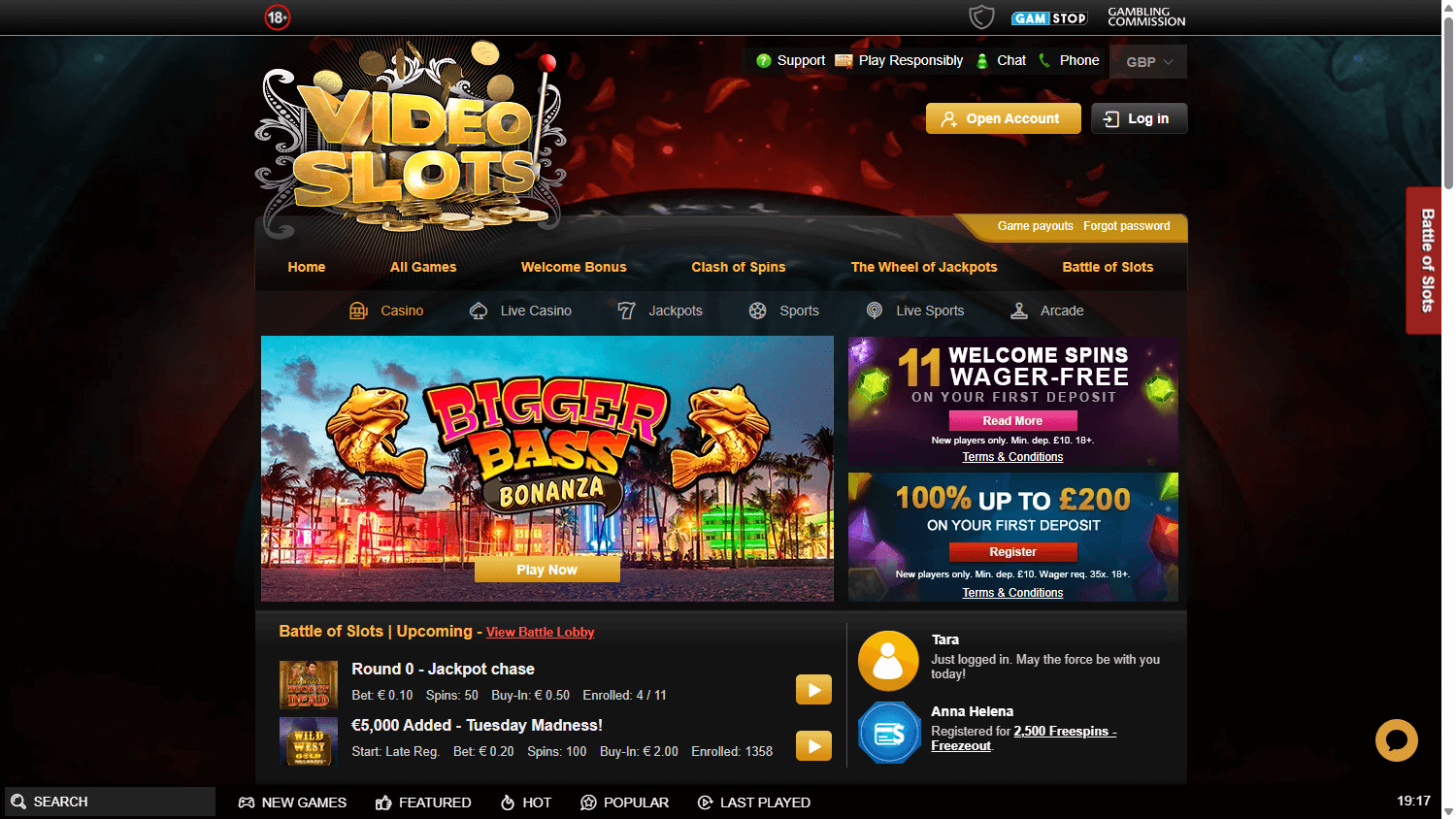 Videoslots Casino Desktop screenshot